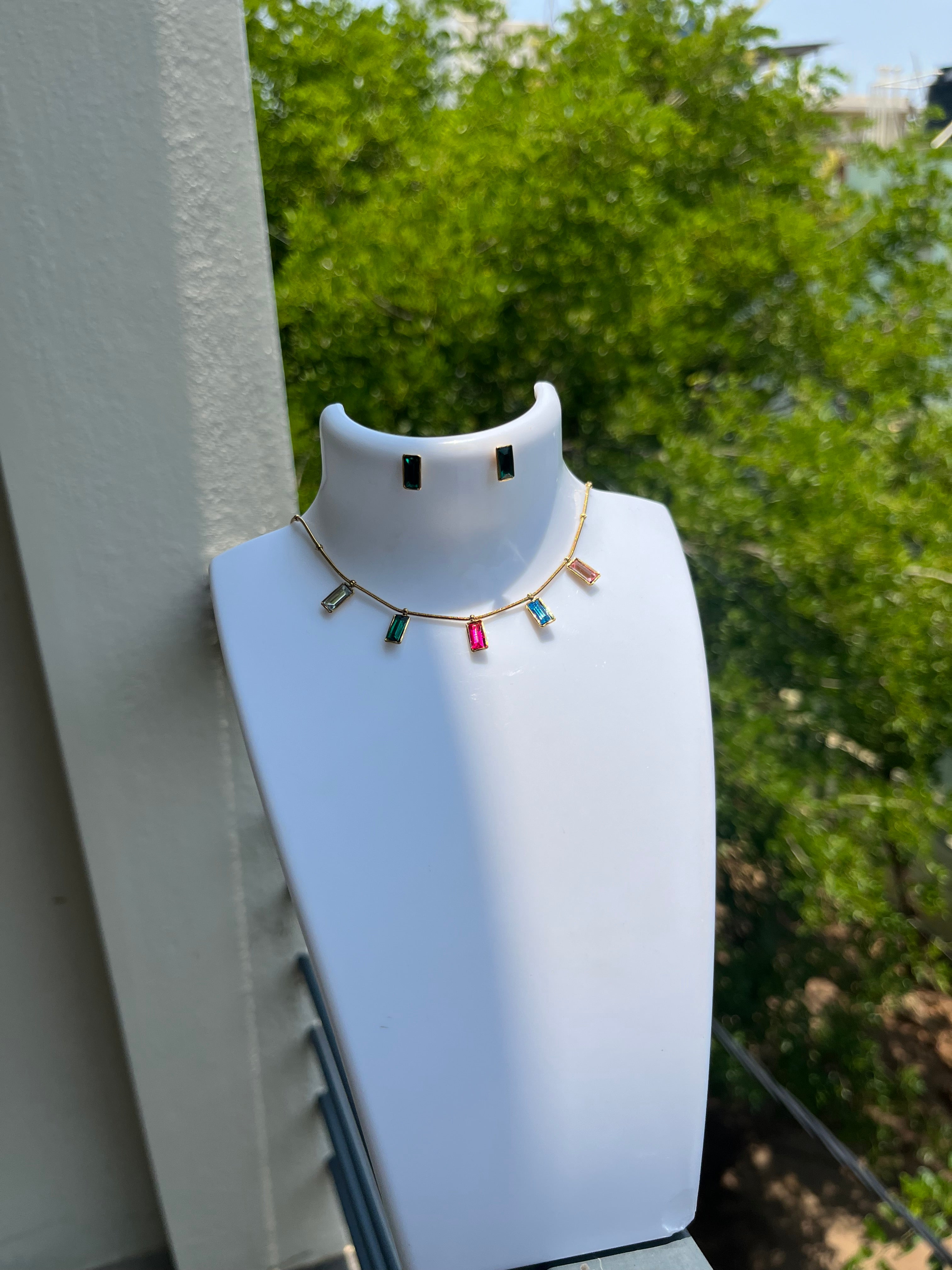 Multicolour Square Charm Chain