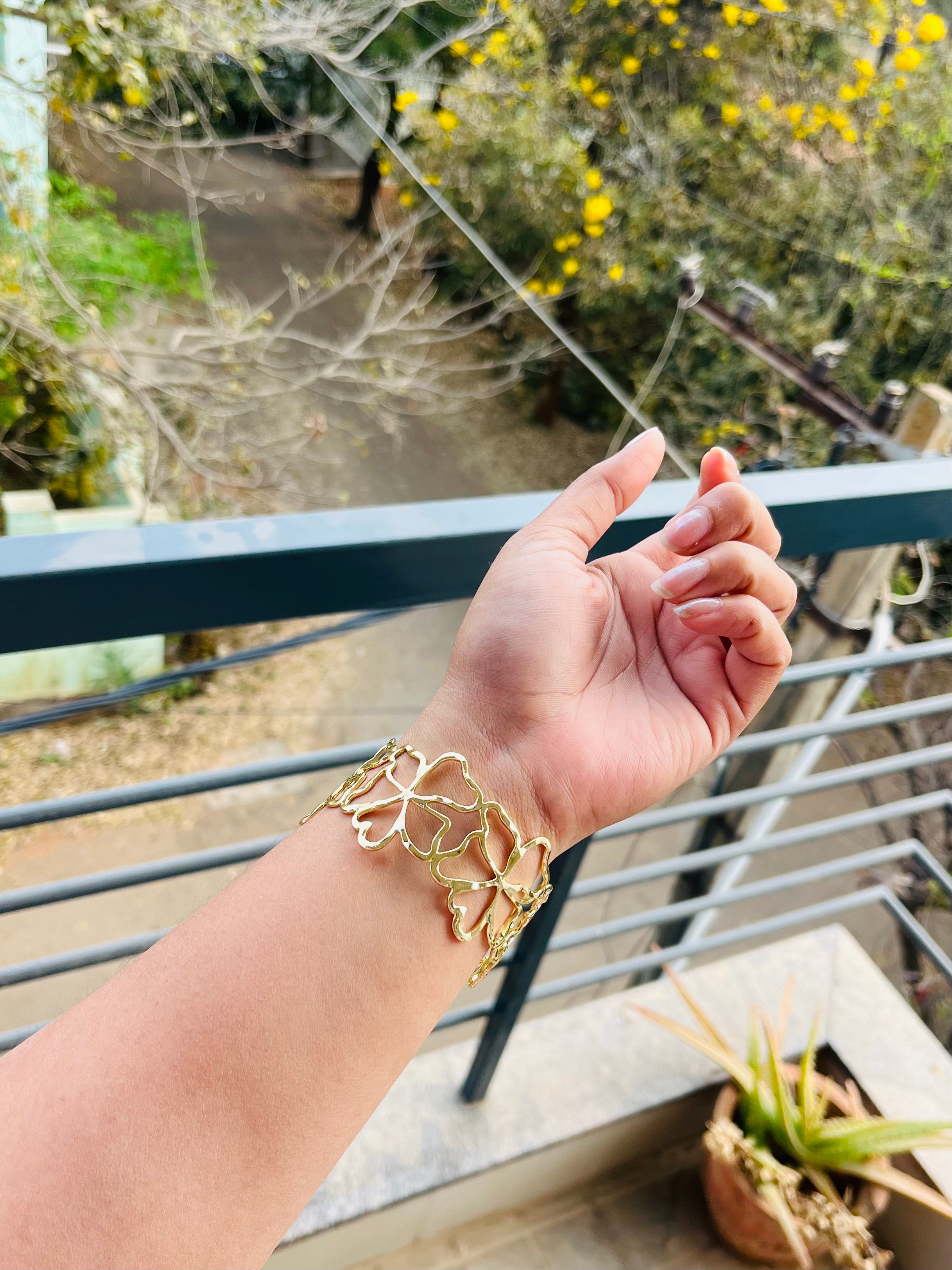 Golden Bloom Floral Cuff