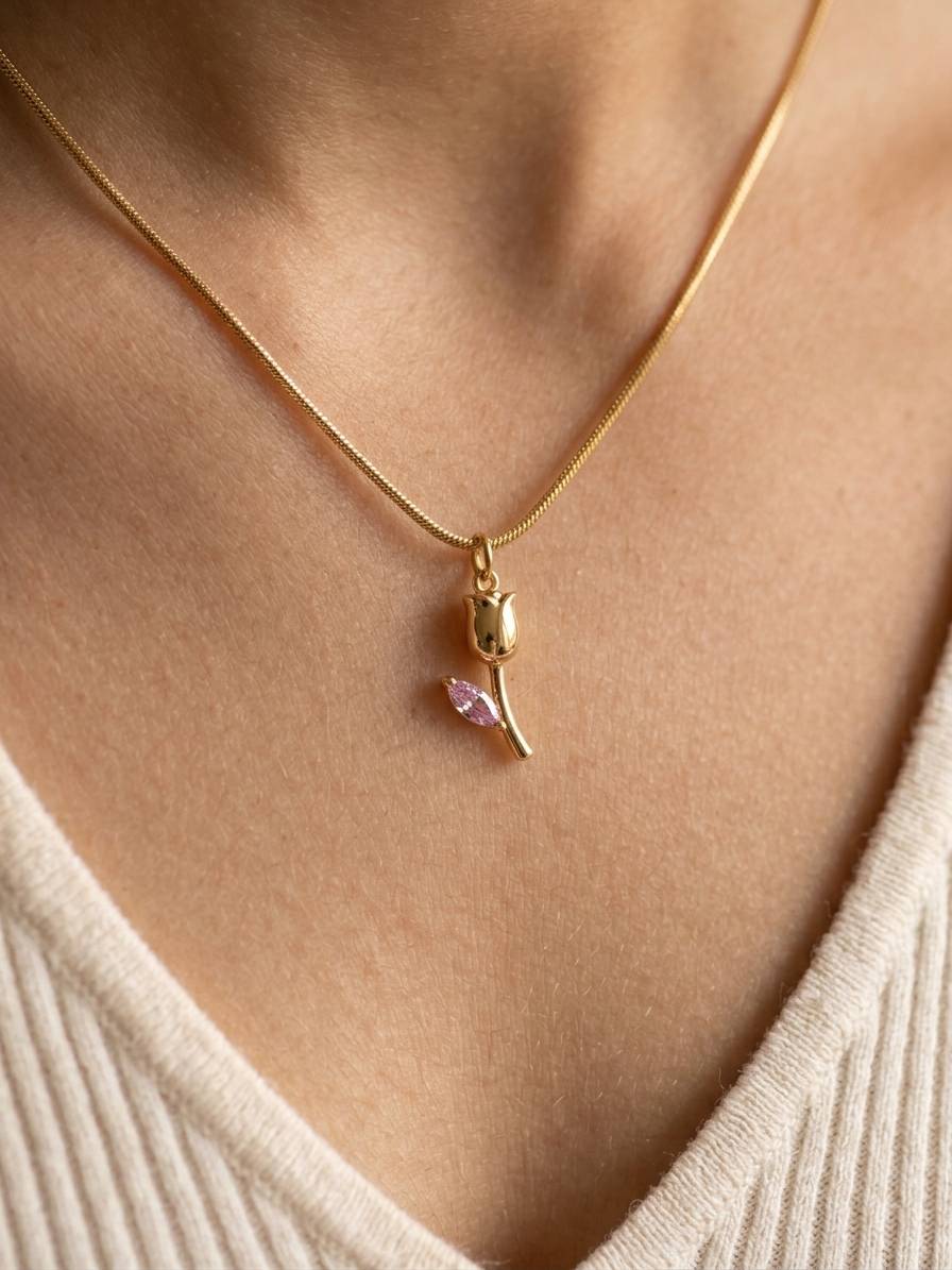 Pink Rose Bud Chain