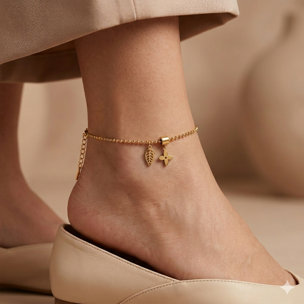 Leafy Bloom Anklets ( Pair )