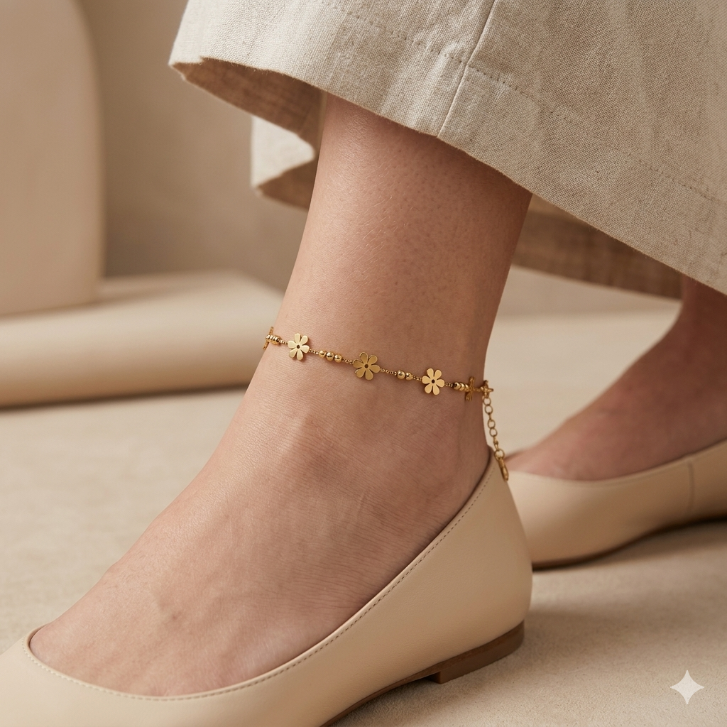 Flower Line Anklet (Pair)