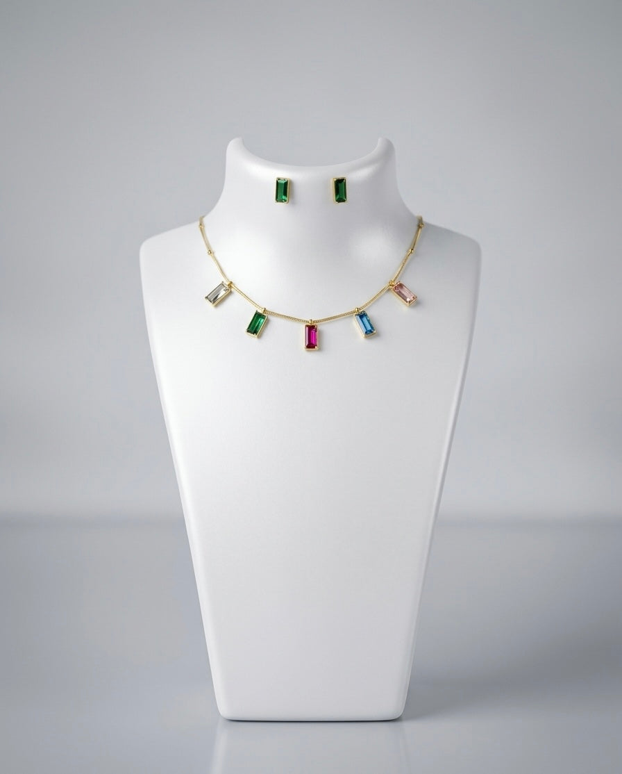 Multicolour Square Charm Chain
