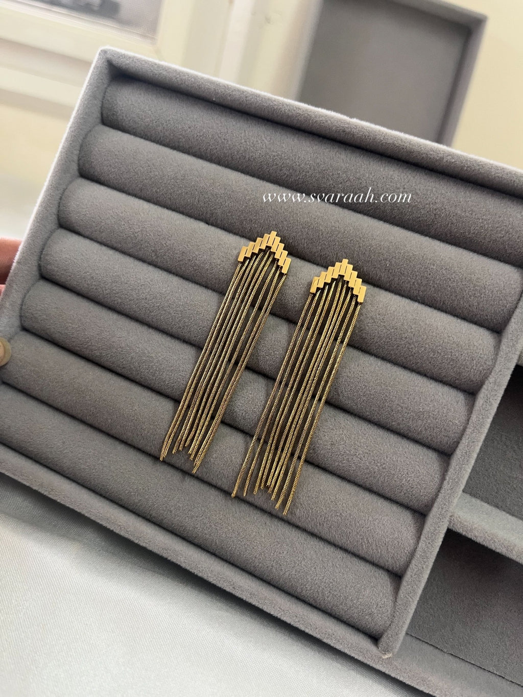 Golden Comet Drop Earrings
