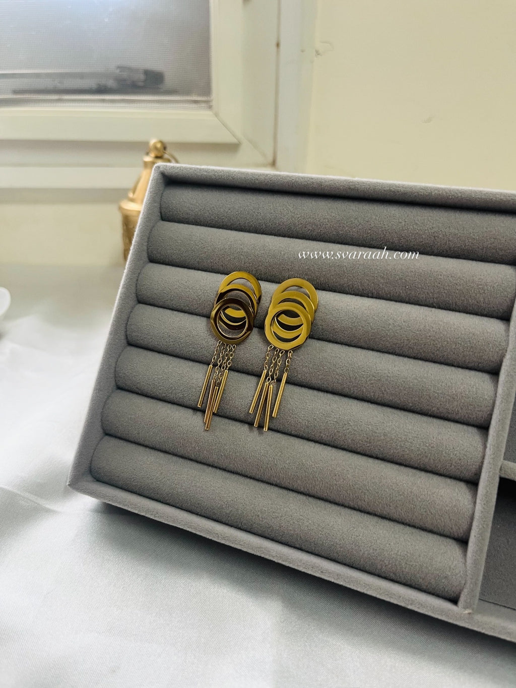 Golden Halo Drop Earrings