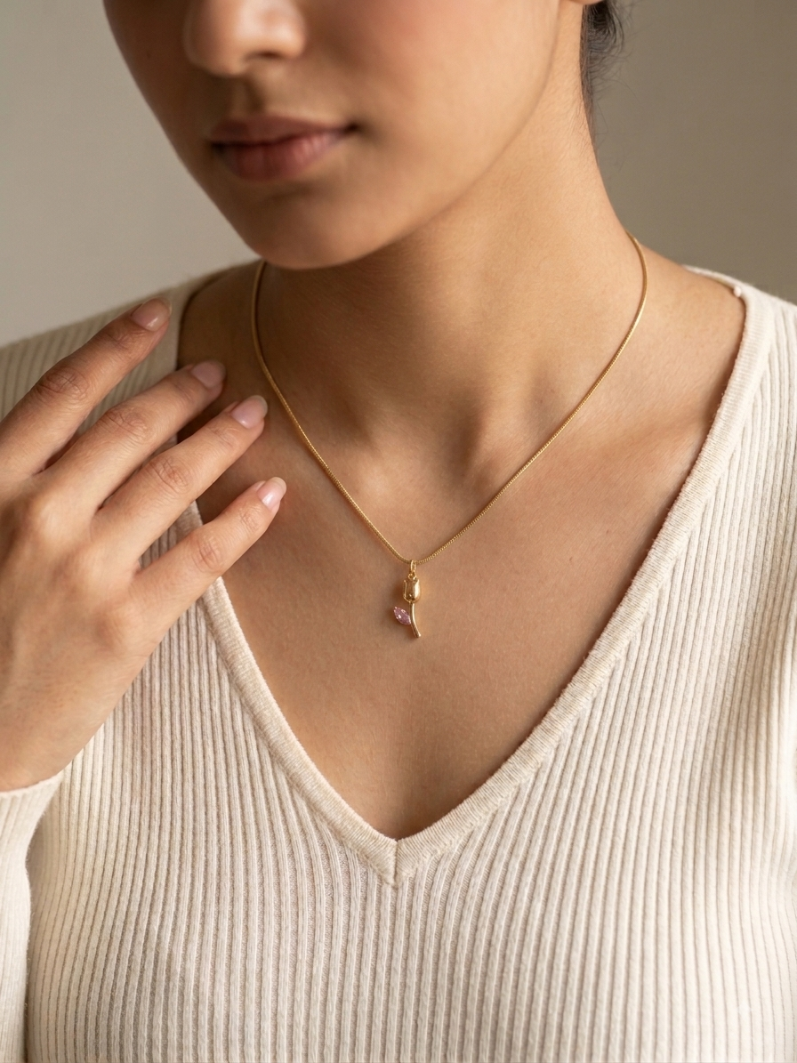 Pink Rose Bud Chain