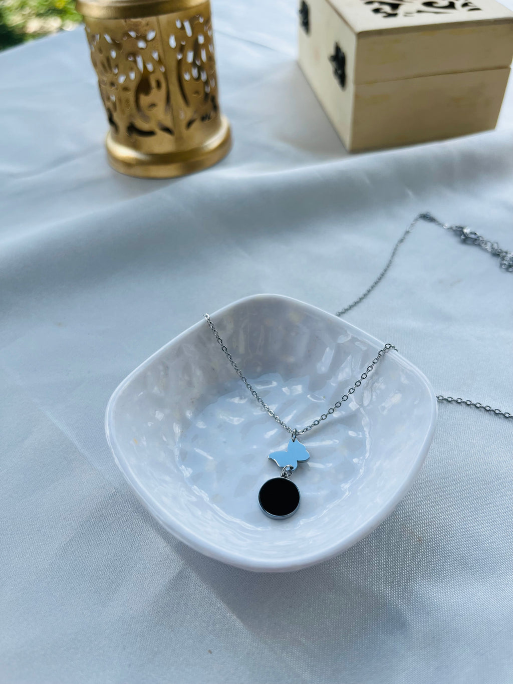 Black Aura Silver Chain