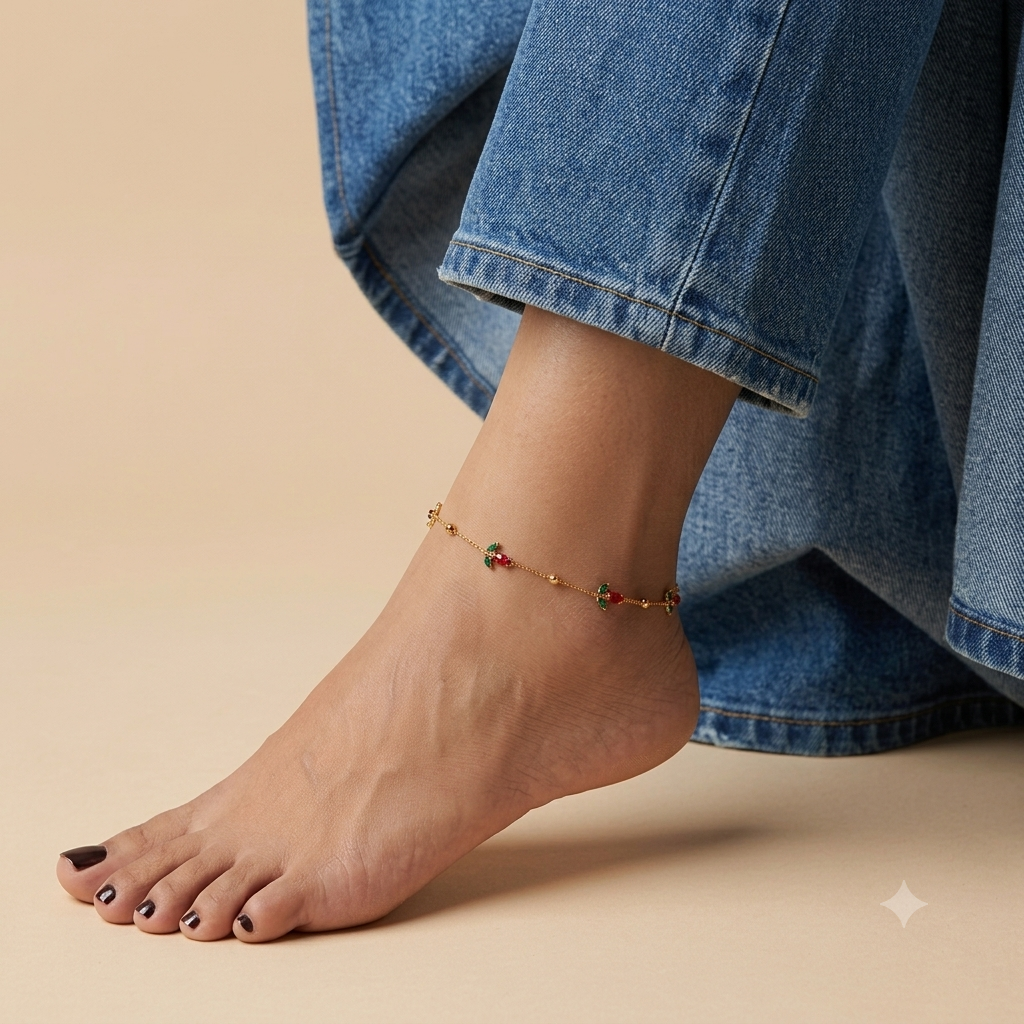Red Tulip Anklets (pair)