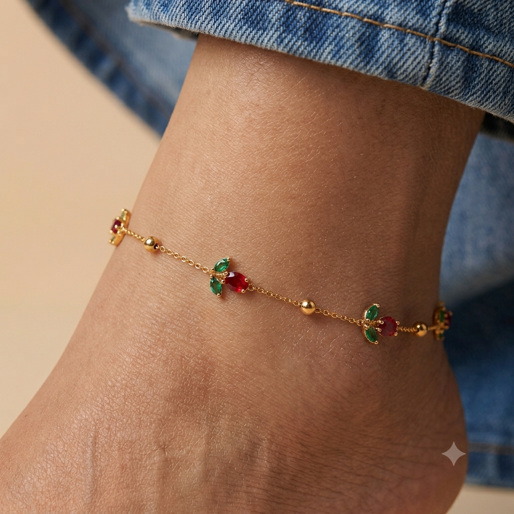 Red Tulip Anklets (Pair)
