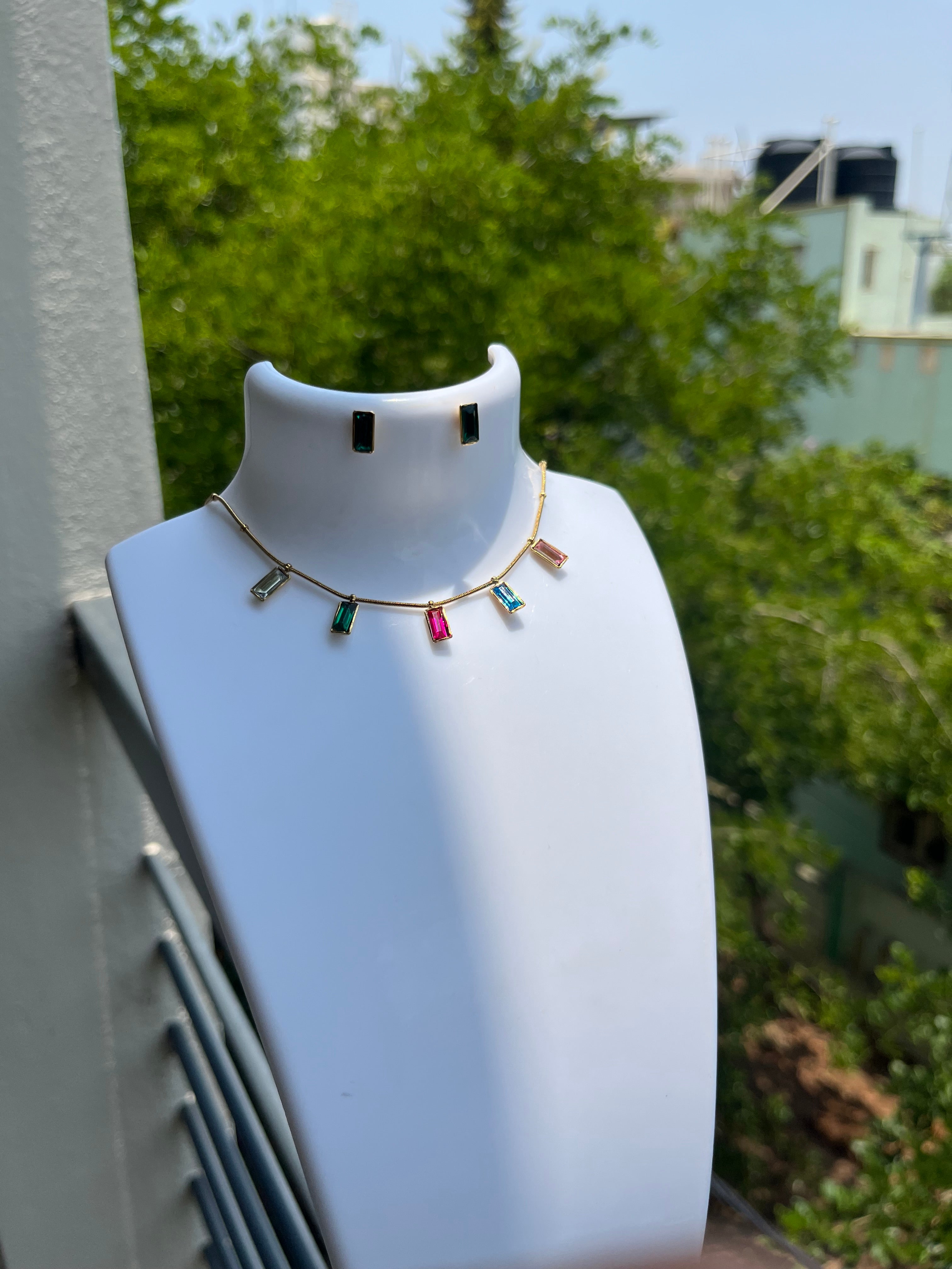 Multicolour Square Charm Chain