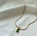 Green Emerald Pendant snake Chain