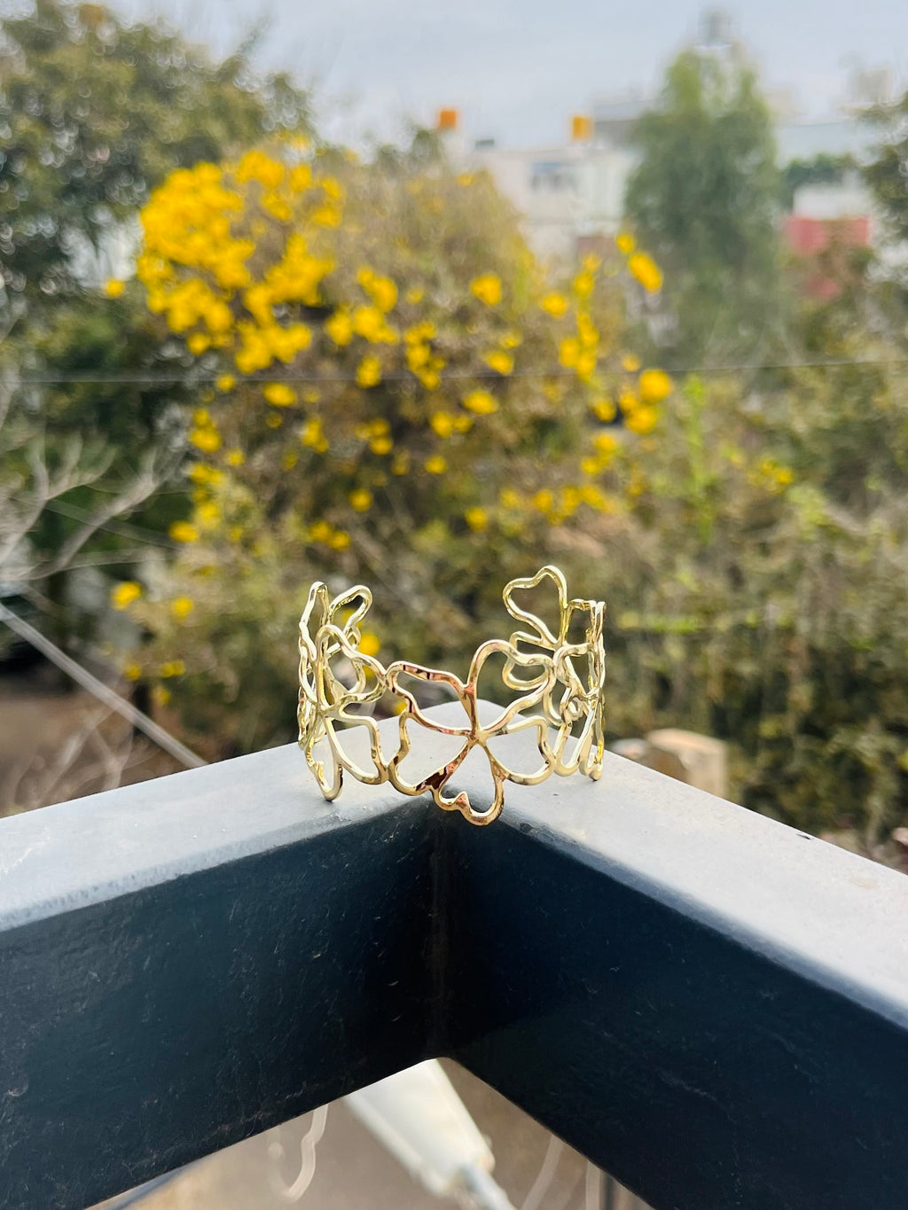Golden Bloom Floral Cuff