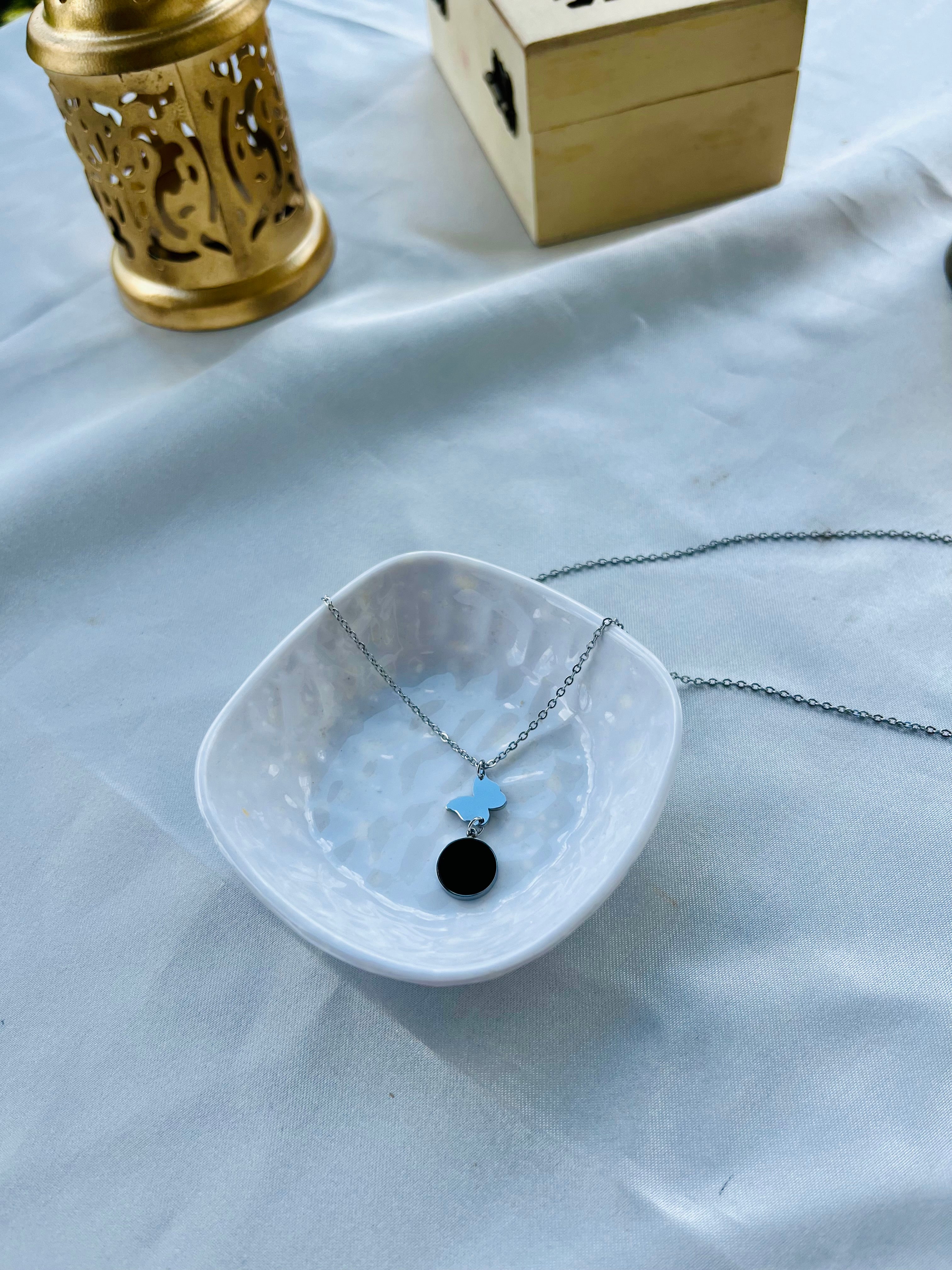 Black Aura Silver Chain