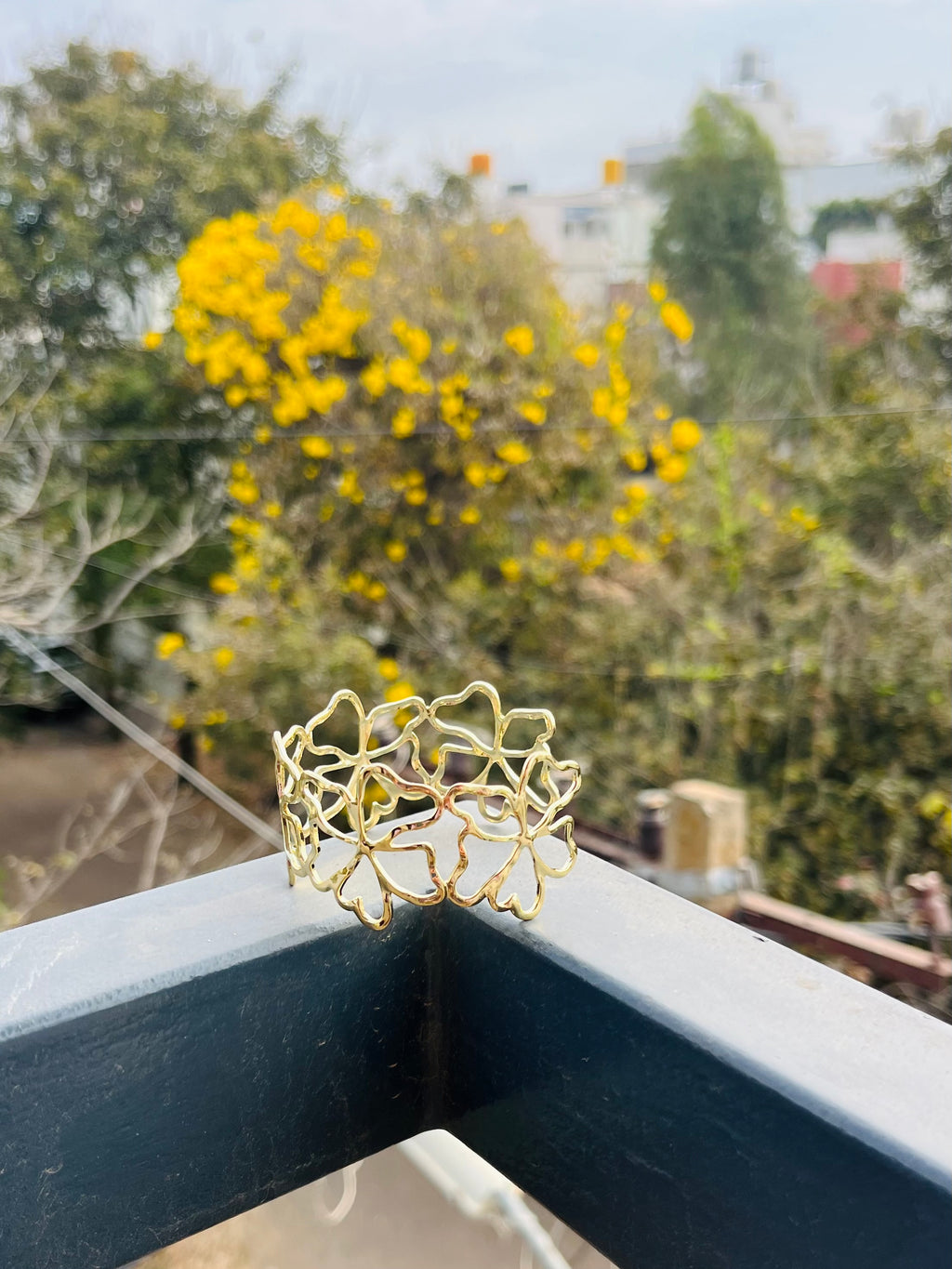 Golden Bloom Floral Cuff