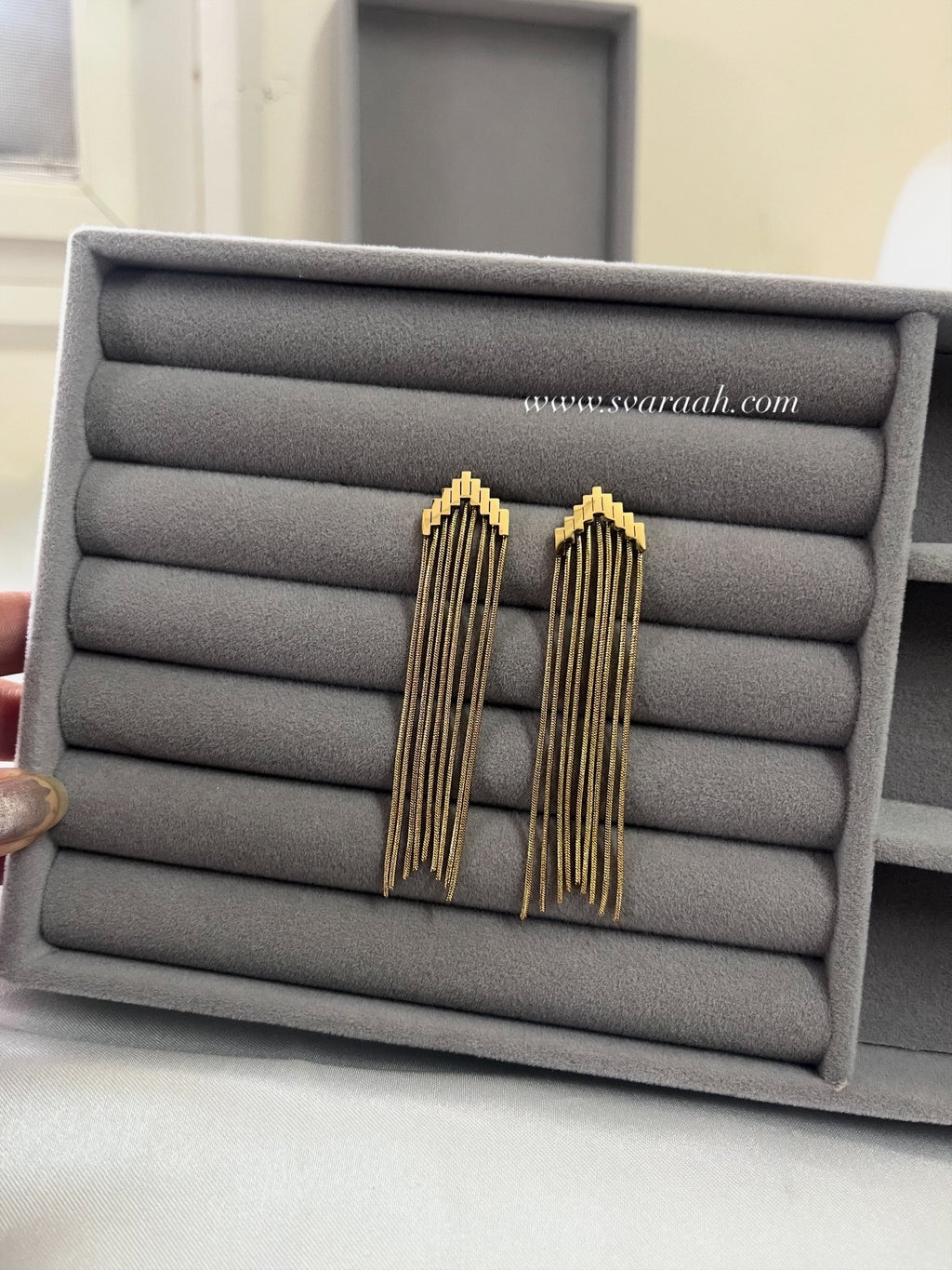 Golden Comet Drop Earrings