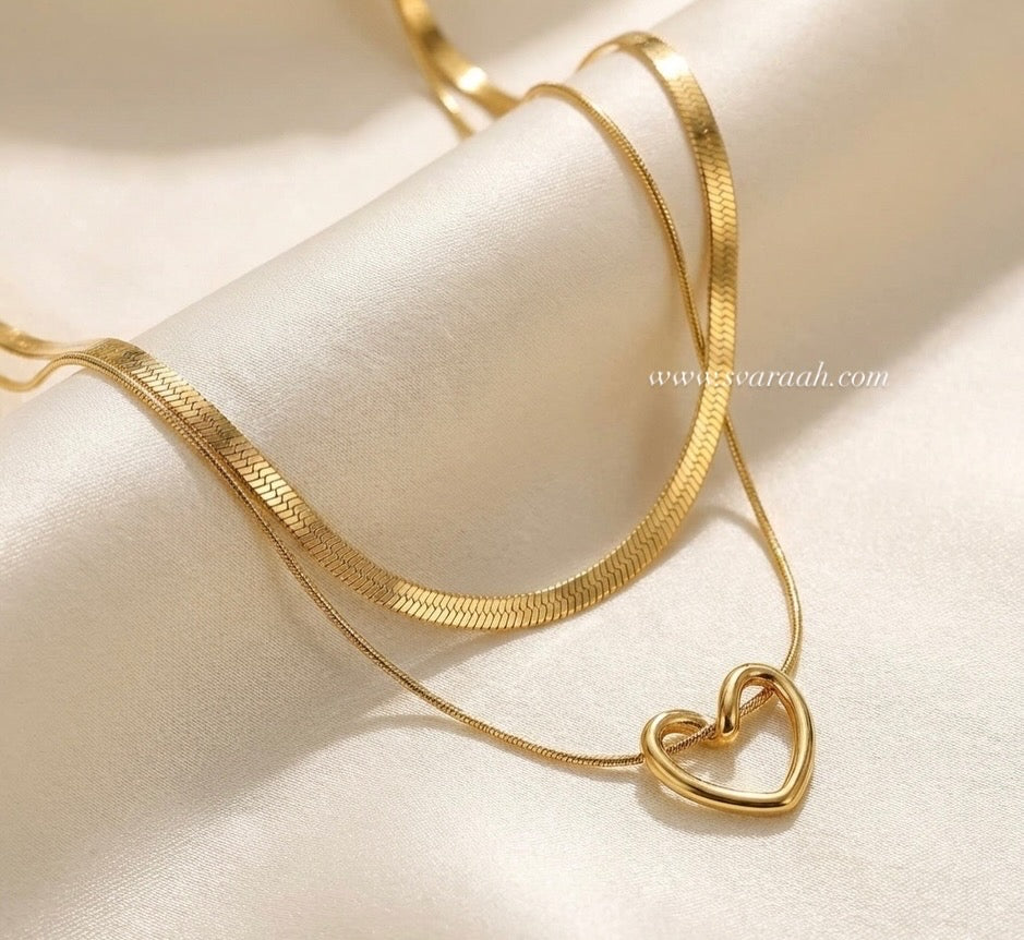 Double Layer Heart Outline Chain