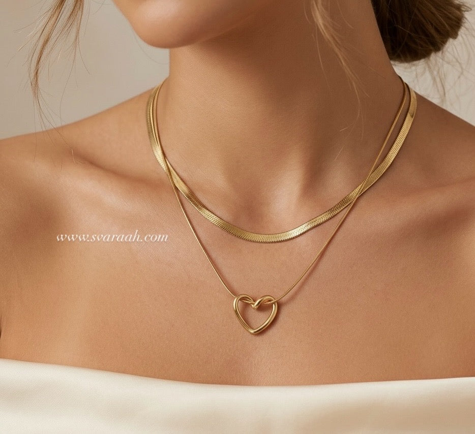Double Layer Heart Outline Chain