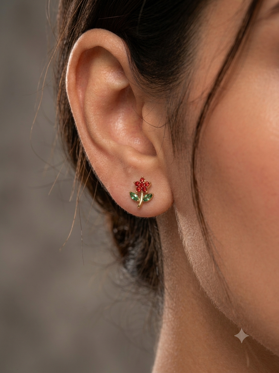 Ruby Flora Earrings